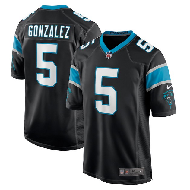 mens nike zane gonzalez black carolina panthers game jersey